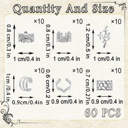 60PCS Gold Hair Jewelry for Braids — Metal Loc Clips, Dreadlock Accessories & Hair Decorations for Women