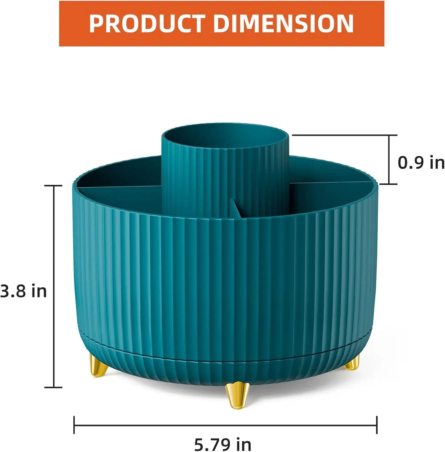 5 Compartment Rotating Pen Holder - 360° Desktop Organizer Caddy for Office, Home & Art Supplies