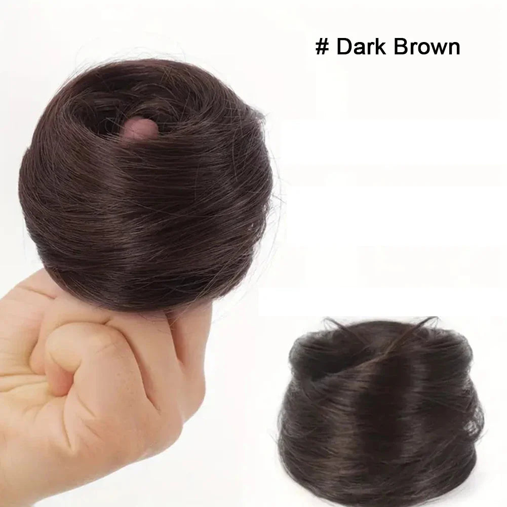 100% Human Hair Bun Ponytail Hairpiece – Brazilian Hair Scrunchie Updo, Donut Chignon Hair Extension for Women