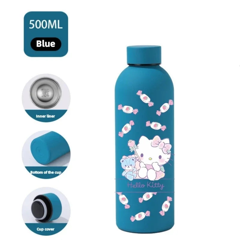 Sanrio Hello Kitty Insulated Sport Bottle — Double-Layer Stainless Steel Vacuum Cup, Small Mouth Coffee Bottle, Angel Color Frosted Finish