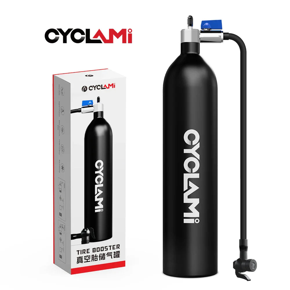 CYCLAMI 1.2L Aluminum Alloy MTB Road Tire Inflator – Valve Gas Cylinder for Tubeless 29" Bike Tires