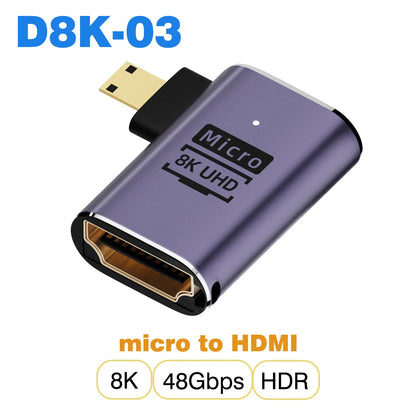 HDMI-Compatible Cable Adapter – Mini/Micro HDMI to HDMI 2.1 Converter, 48Gbps, 8K60Hz, 4K120Hz for PS4, PS5, Laptop, PC, Projector