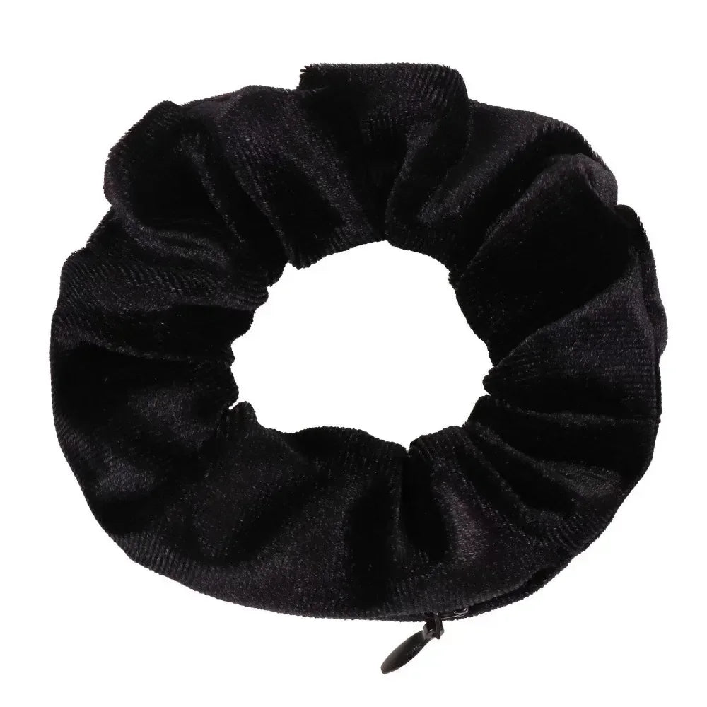 Portable Secret Hair Tie Storage Case – Hidden Scrunchie with Zipper for Key, Cash & Jewelry (Travel/Outdoor)