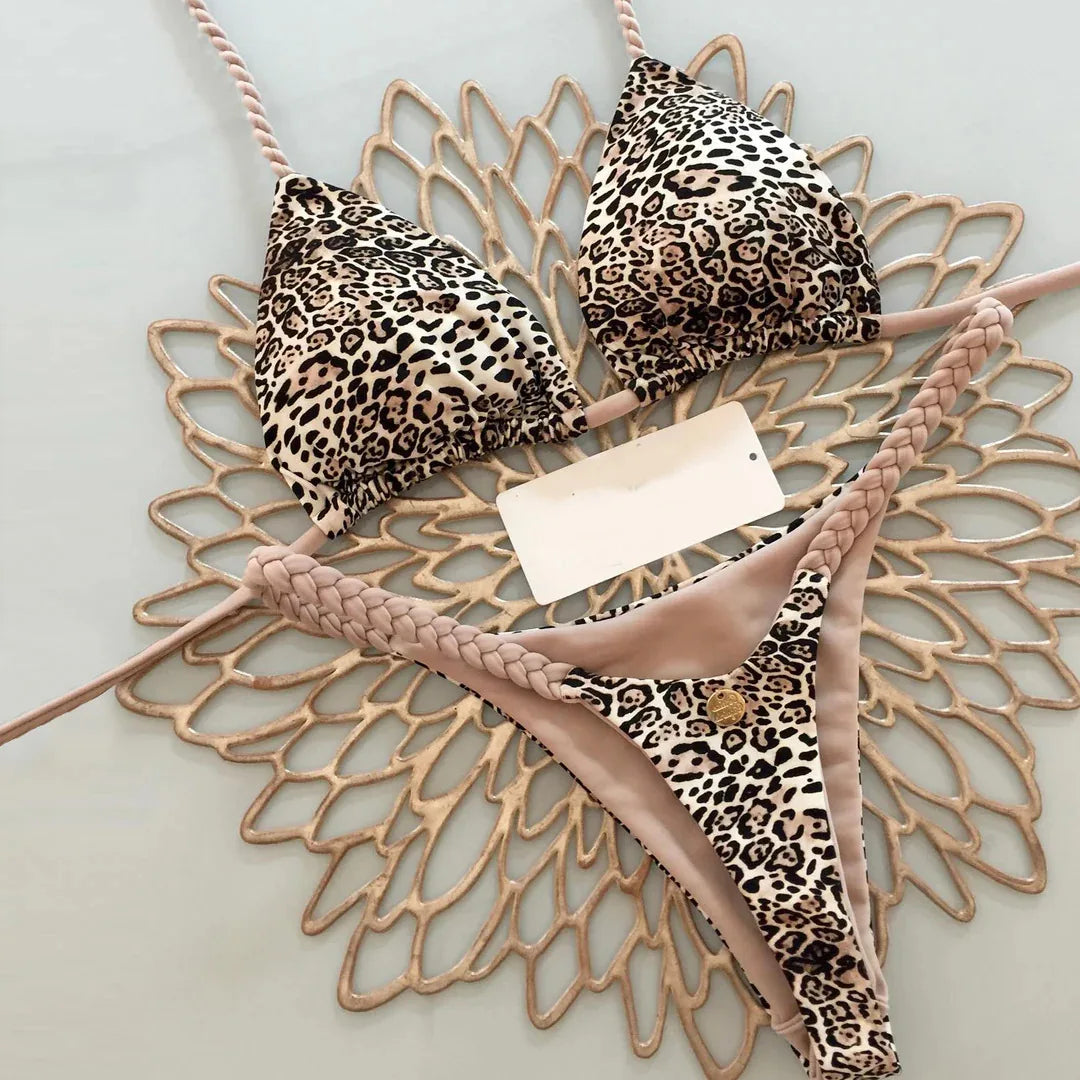 Women’s Bikini Split Print Swimwear – Sexy G-String Beach Set for Summer Holiday & Vacation Wear
