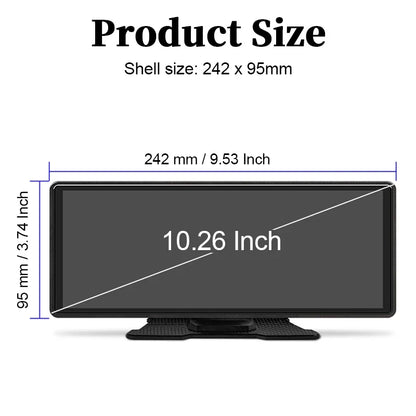 10.26" Portable Car Stereo - Wireless CarPlay & Android Auto Touchscreen with GPS Navigation and FM Multimedia Player