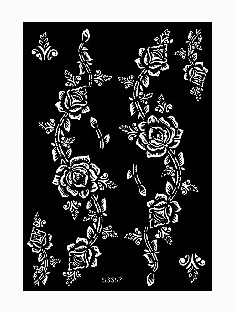 Reusable Henna Stencil Templates for Hand & Body – Floral Tattoo Stencils for Women, Weddings & Festivals Body Art Makeup Tools