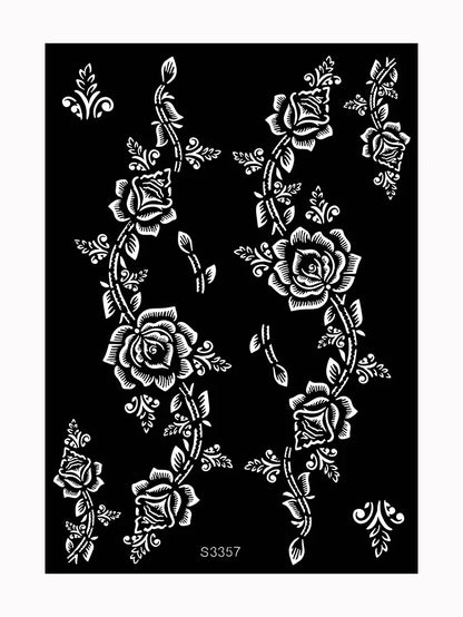 Reusable Henna Stencil Templates for Hand & Body – Floral Tattoo Stencils for Women, Weddings & Festivals Body Art Makeup Tools