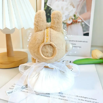Mini Plush Doll Clothes Bud Skirt with Pearl Hair Accessory — Labubu I & II Kpop Idol Doll DIY Outfit Gift