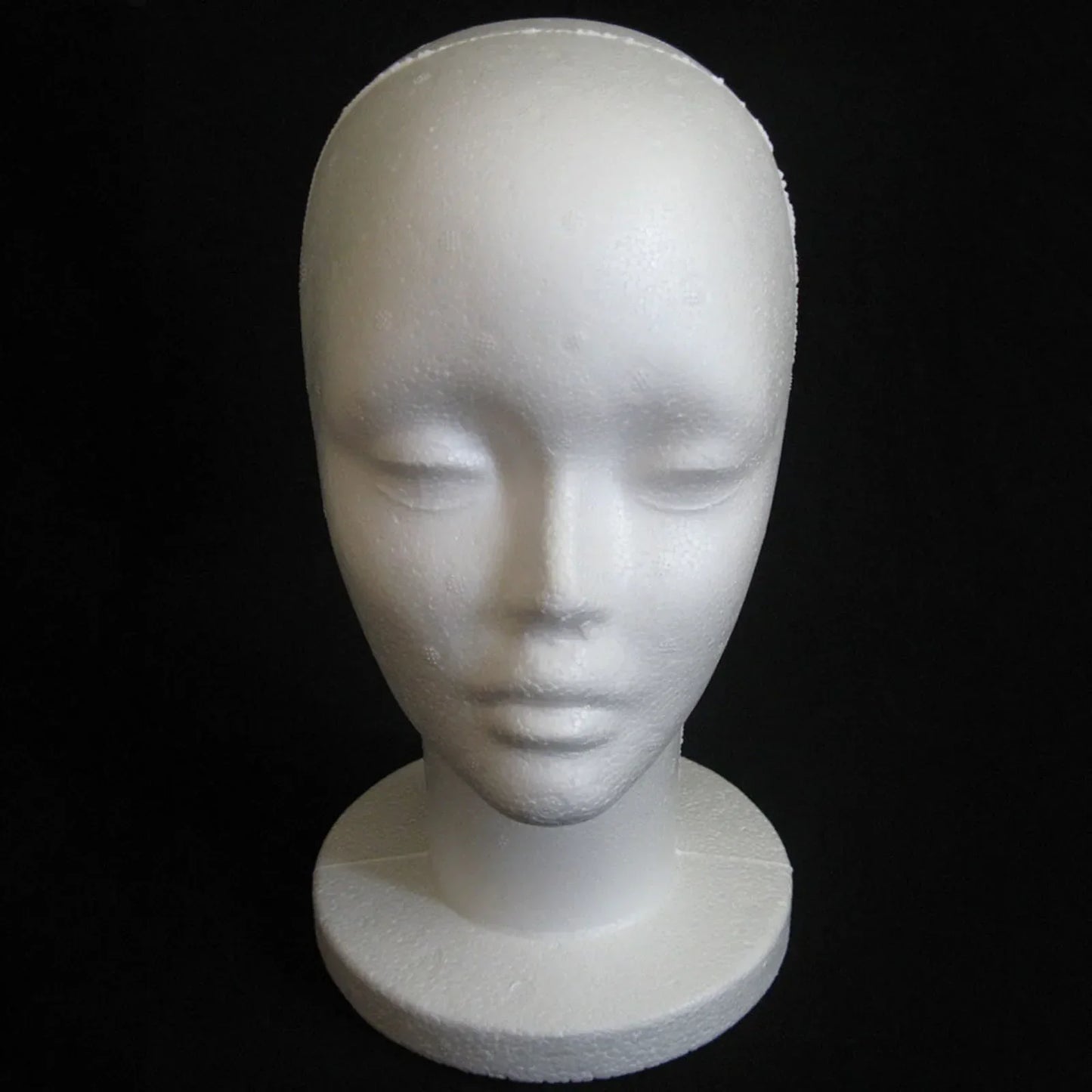 Female Styrofoam Mannequin Head — Foam Wig, Hair & Glasses Display Model