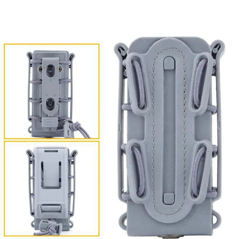 Tactical 9mm Single Magazine Pouch – MOLLE Clip, Quick Release FastMag Holder for P226, Glock 17/19, Beretta M9/PX4, Hunting Gear