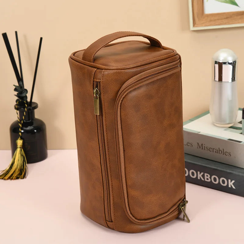 Men's Vintage Luxury Toiletry Bag – Travel Organizer for Cosmetics, Makeup, and Business Essentials