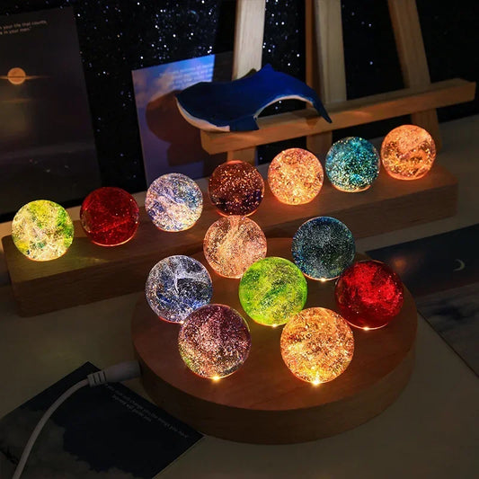 Fantasy Colorful Glass Star Ball – Luminous Planet Astronomy Model, Cosmic Home Decoration, Perfect Xmas Gift