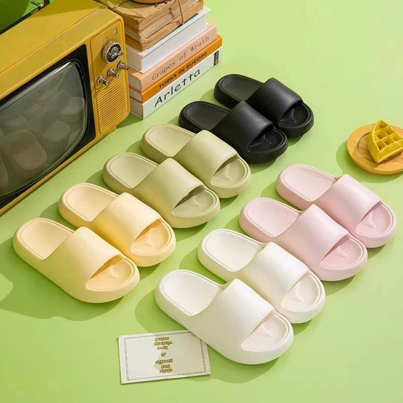 Unisex EVA Non-Slip Pillow Slides – Soft Sole Cloud Slippers for Bathroom, Home & Beach Comfort Platform Sandals