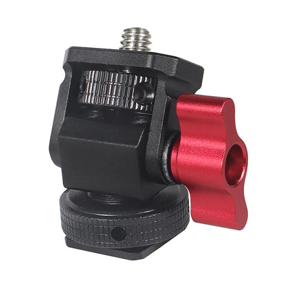 Mini Monitor Mount Holder – Swivel & Tilt Tripod Head with Cold Shoe Adapter for Flash, Microphone, and Fill Light