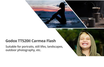 Godox TT520II Camera Flash – Built-in 433MHz Wireless Speedlite for Canon, Nikon, Pentax, Olympus DSLR Cameras