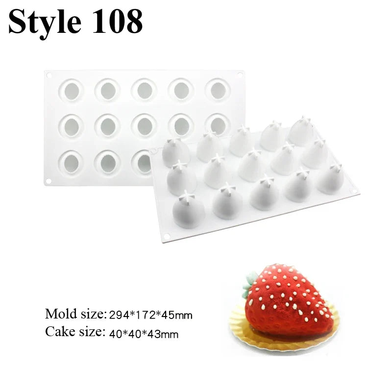 SHENHONG Silicone Fruit Mousse Cake Molds – Orange, Apple, Pear, Mango, Strawberry & Durian Dessert Decorating Tools