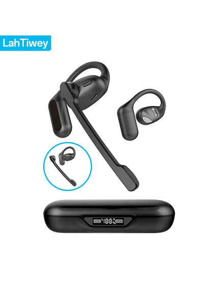 Open-Ear Bluetooth 5.4 Headphones with Boom Mic – Wireless ENC Noise-Cancelling Headset with Detachable Microphone & Mute Button