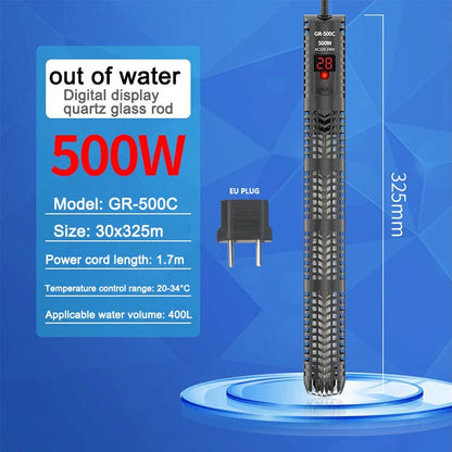 25W-300W Fish Tank Aquarium Heating Rod - Quartz Glass with Digital Display & Automatic Thermostat for Aquariums
