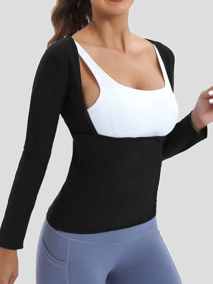 Women's Sauna Suit: Sweat Body Shaper Hot Waist Trainer Long Sleeve Shirt - Workout Top for Shaping and Sweating, Bodysuit