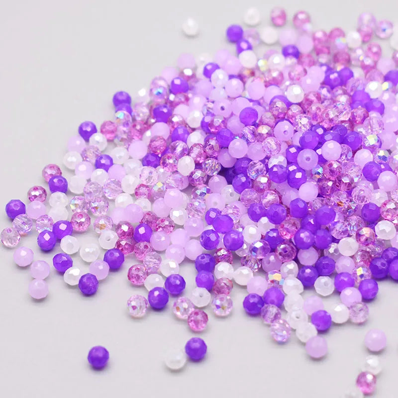 Mixed Color Crystal Glass Beads - 4mm Faceted Rondelle Spacer Beads for DIY Bracelet & Jewelry Making Crafts