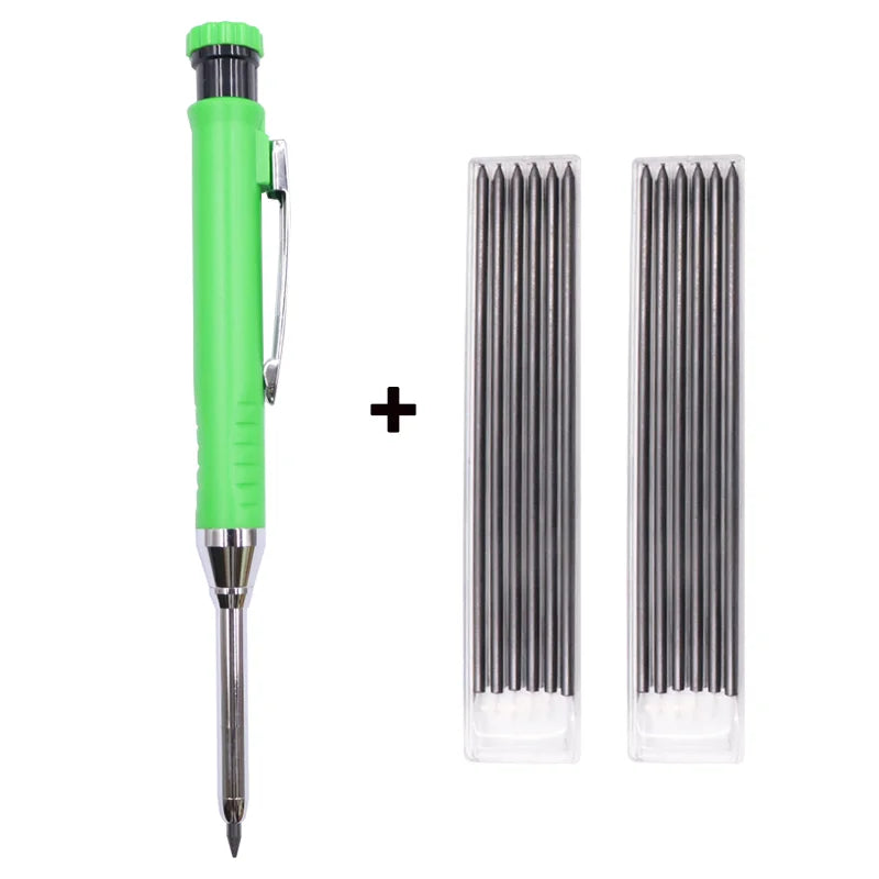 Solid Carpenter Mechanical Pencil – Woodworking Marking Tool with 3 Color Refills, Built-in Sharpener, and Scriber Lead