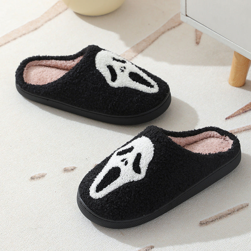 Skull Cartoon Winter Slippers – Warm Cotton Indoor Slippers for Men & Women, Cozy Couple Home Shoes