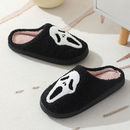 Skull Cartoon Winter Slippers – Warm Cotton Indoor Slippers for Men & Women, Cozy Couple Home Shoes