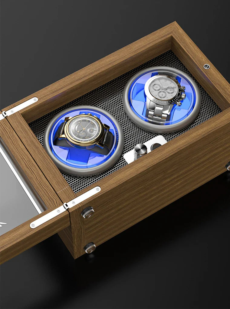 IBBETON Luxury Wood Watch Winder – High-End Automatic Watch Box (2/4/6 Slots) with Mabuchi Mute Motor & Storage Cabinet