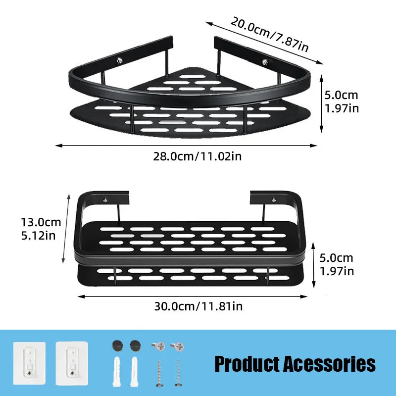 Aluminum Alloy Bathroom Shelf: Makeup Storage Organizer, Shampoo Rack - No Drill Shower Shelf for Bathroom Accessories