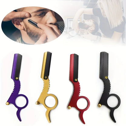 Stainless Steel Old Fashioned Razor Holder: Thumb Shaving Tool for Eyebrows and Face Cleaning - Bladeless Safety Razor Scissors