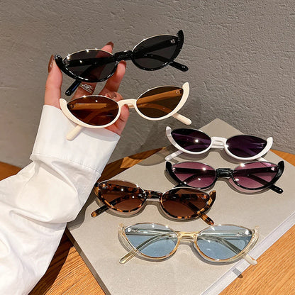 Trendy Small Cat Eye Sunglasses - Vintage Half-Frame Shades for Men and Women, Fashionable Eyewear for Driving and Cycling