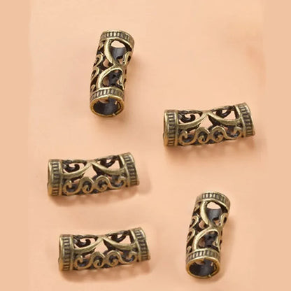 5Pcs Viking Metal Hair Braid Beads – Antique Silver & Gold Dreadlock Rings Clips Retro Hair Accessories for Braids & Styling