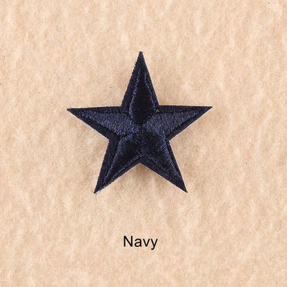 10Pcs Mini Star Embroidery Iron-On Patches – DIY Clothing Appliques Pentagram Stickers for Jackets, Jeans & Bags (Black, White, Gold)