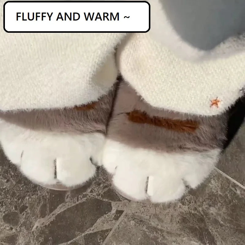 Adorable Kitty Claw Slippers for Women – Non-Slip Furry Mules, Warm Fluffy Cat Slides