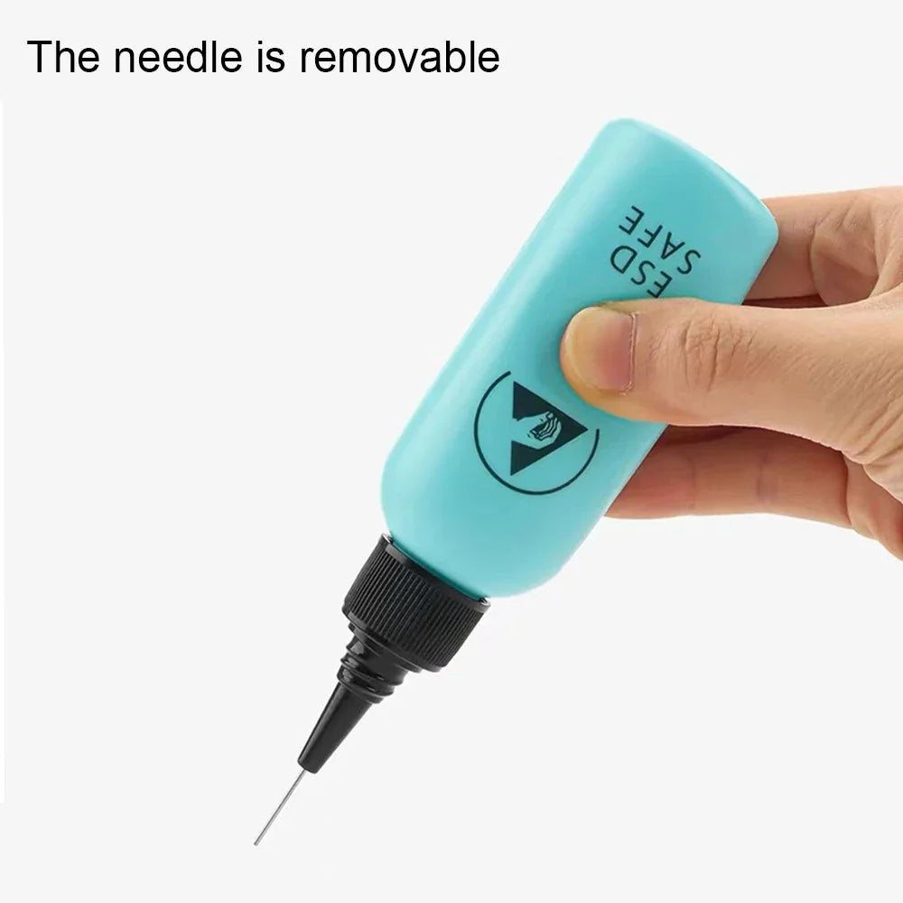 65ML Anti-Static Solvent Dispensing Bottle – Leak-Proof Alcohol Rosin Water Bottle with Needle for Mobile Phone Repair