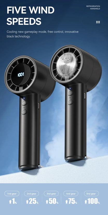 Silent High-Speed USB Handheld Fan – Portable Small Fan with LED Display, High Wind Power, and Cooling Air Conditioner Function