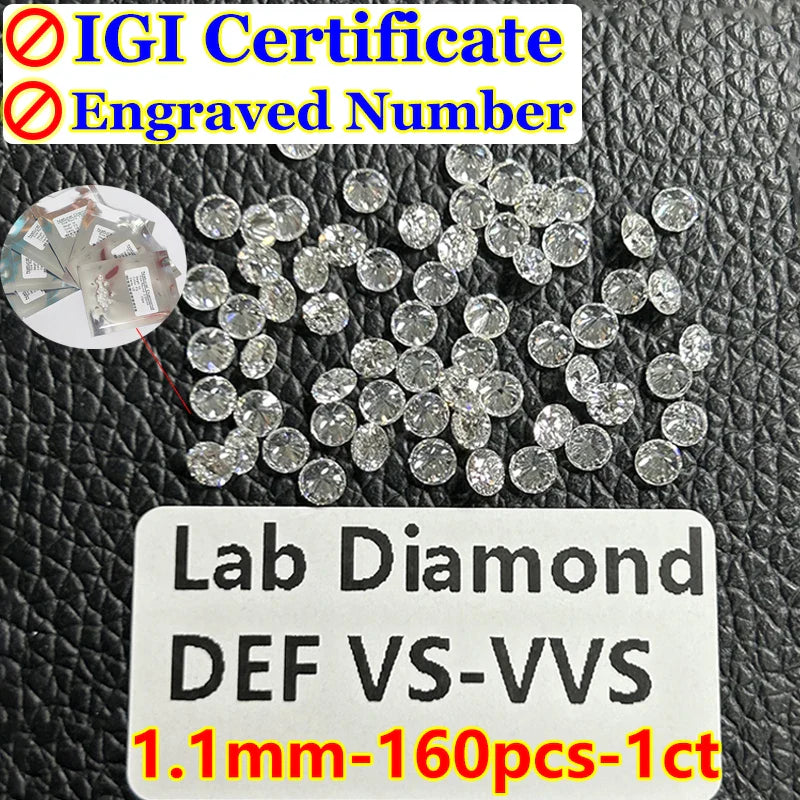 0.1–5CT Super White Lab-Grown Diamond Loose — IGI/GIA Certified, HPHT & CVD, DEFG VVS-SI, Diamond Tester Approved for Wedding Jewelry