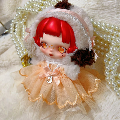 10cm Skullpanda Doll Clothes – Vintage Princess Dress Set with Headwear, Winter Symphony Series