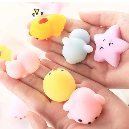 3/5/10/30/50PCS Mochi Squishy Toys – Kawaii Cartoon Stress Relief Squeeze Balls for Kids, Party Favors & Birthday Gifts