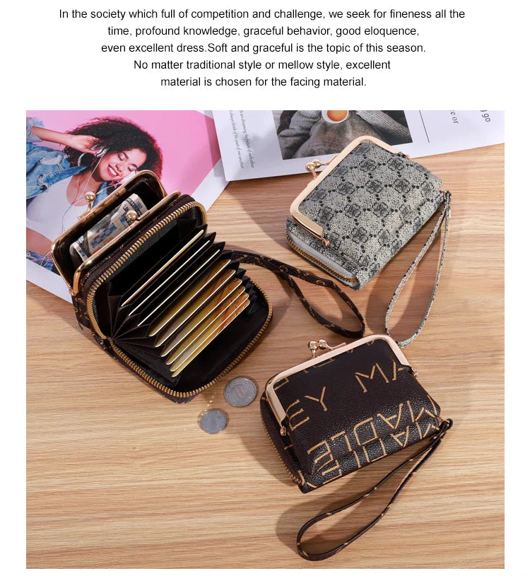 New Women’s Wrist Strap Short Wallet – Large Capacity Flower Design Coin Clip Bag with Multi Card Slots and Money Clip