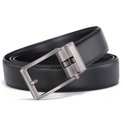 Men’s Luxury Leather Click Belt – Automatic Buckle Designer Waist Strap for Jeans (Blue, 3.5cm)
