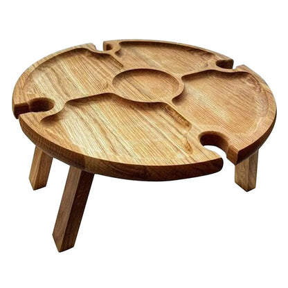 Wooden Folding Picnic Table – Portable Chair, Casual Snack Tray, Wine Rack, Kitchen Storage Container