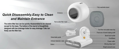 DOEL Automatic Self-Cleaning Cat Litter Box – App-Controlled Smart Toilet with Litter Mat for Multiple Large Cats