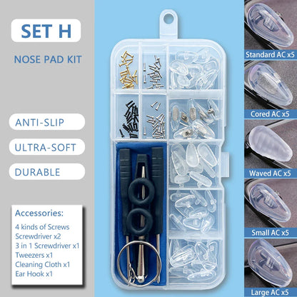 Silicone Air Chamber Nose Pads for Glasses | Anti-Slip Screw-In Eyewear Support & Accessories Kit