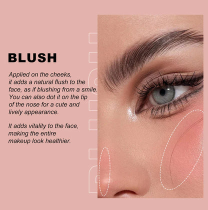YOUNG VISION Air Cushion Powder Blusher - High Gloss Stick Rouge Makeup Liquid, 6 Color Options