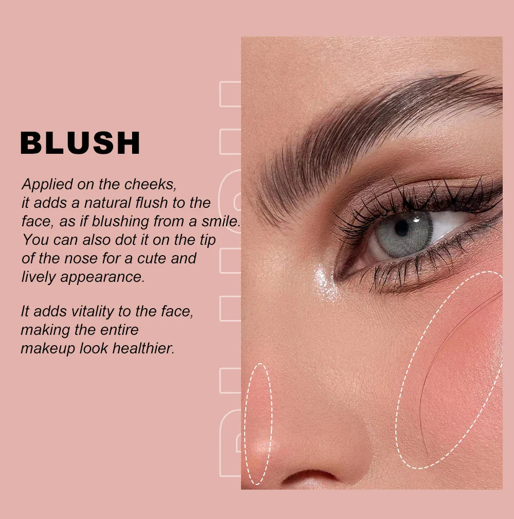 YOUNG VISION Air Cushion Powder Blusher – High Gloss Stick, 6 Color Options for Liquid Rouge Makeup
