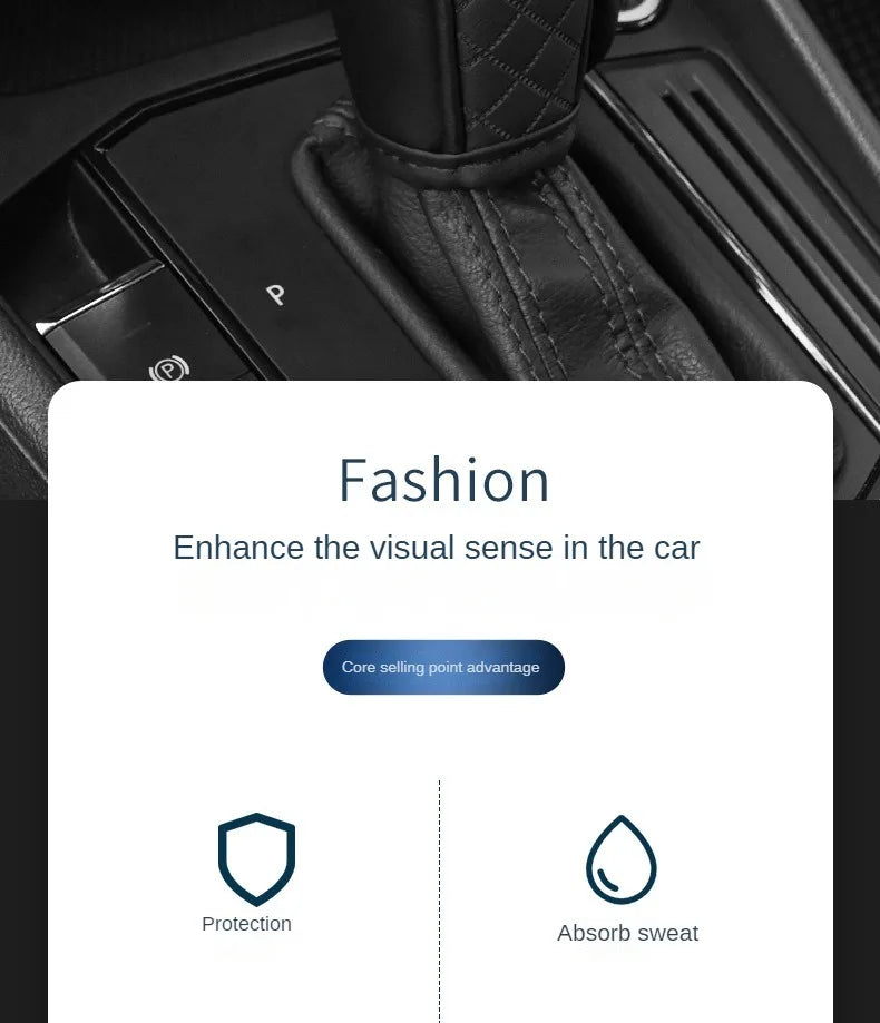 High-Quality Universal PU Leather Gear Shift Cover — Non-Slip, Wear-Resistant for Automatic Cars