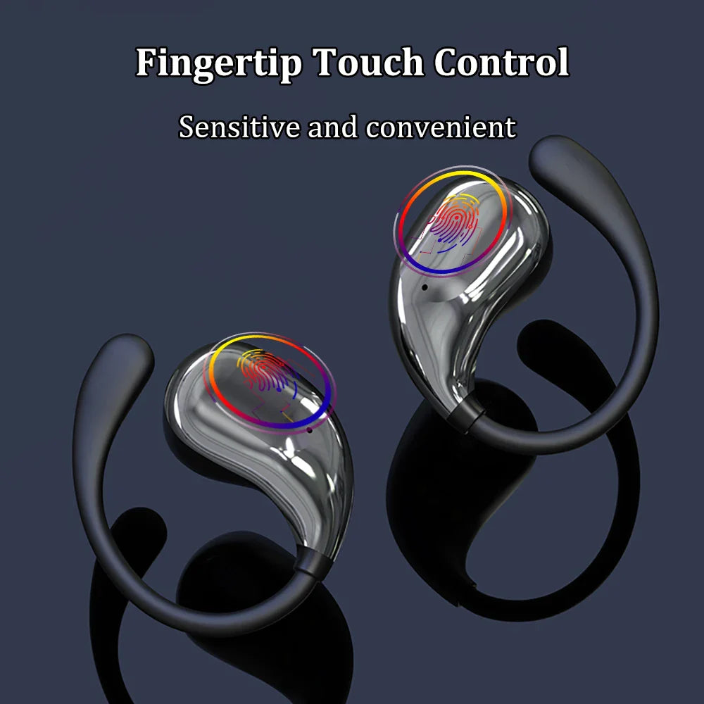 Bluetooth 5.4 Ear Hook Headphones – TWS Wireless HiFi Stereo Waterproof Earbuds with LED Display, Touch Control & Long Battery Life