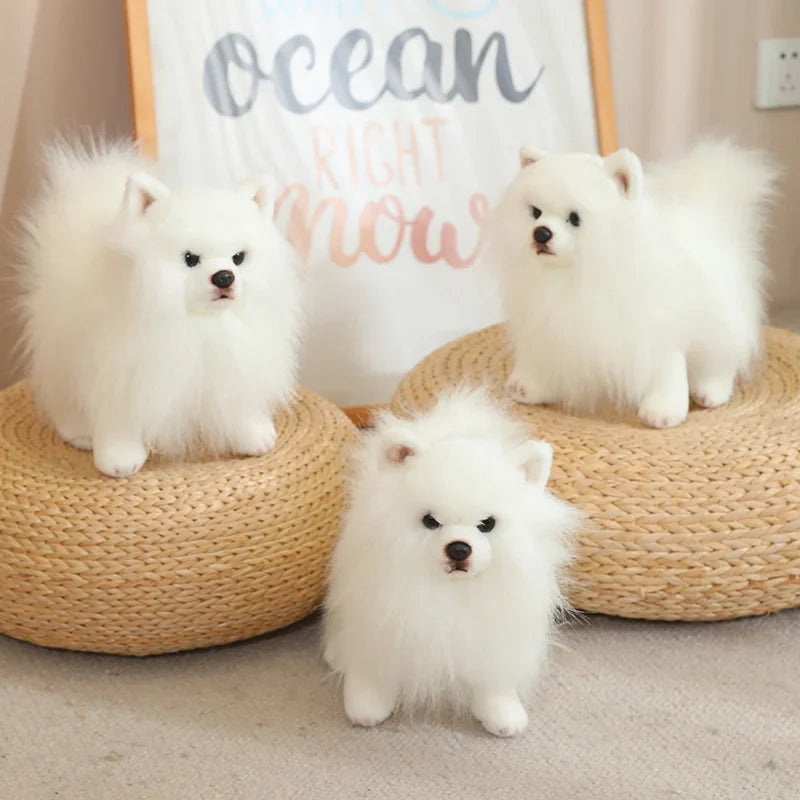 Realistic Pomeranian Plush Toy - Cute Soft Stuffed Puppy for Kids, Girls, Xmas Gifts & Home Decor