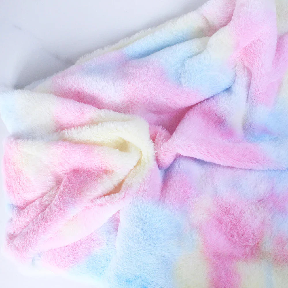 8MM Tie-Dye Plush Fur Fabric — Soft Gradient Rabbit Fur for DIY Dolls, Clothing, Pillows & Scarves